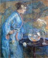 Gemälde Mädchen im blauen Kimono Dame Robert Reid